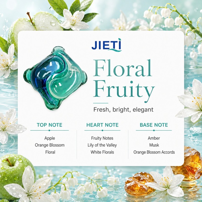 Капсулы для стирки JIETI Floral Fruity 20 г, трехкамерные.