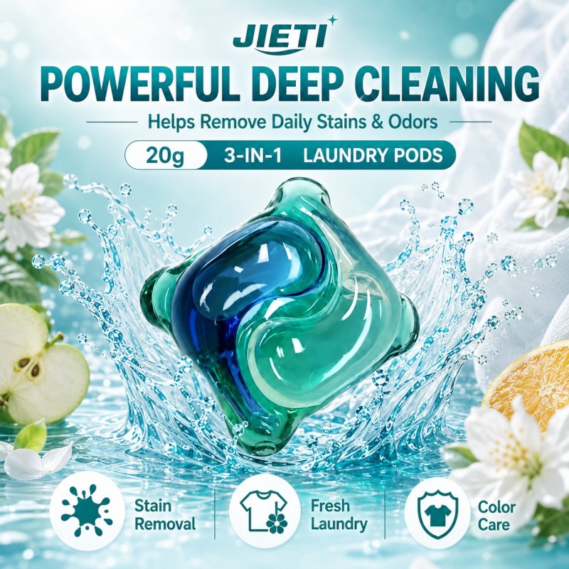 Капсулы для стирки JIETI Floral Fruity 20 г, трехкамерные.