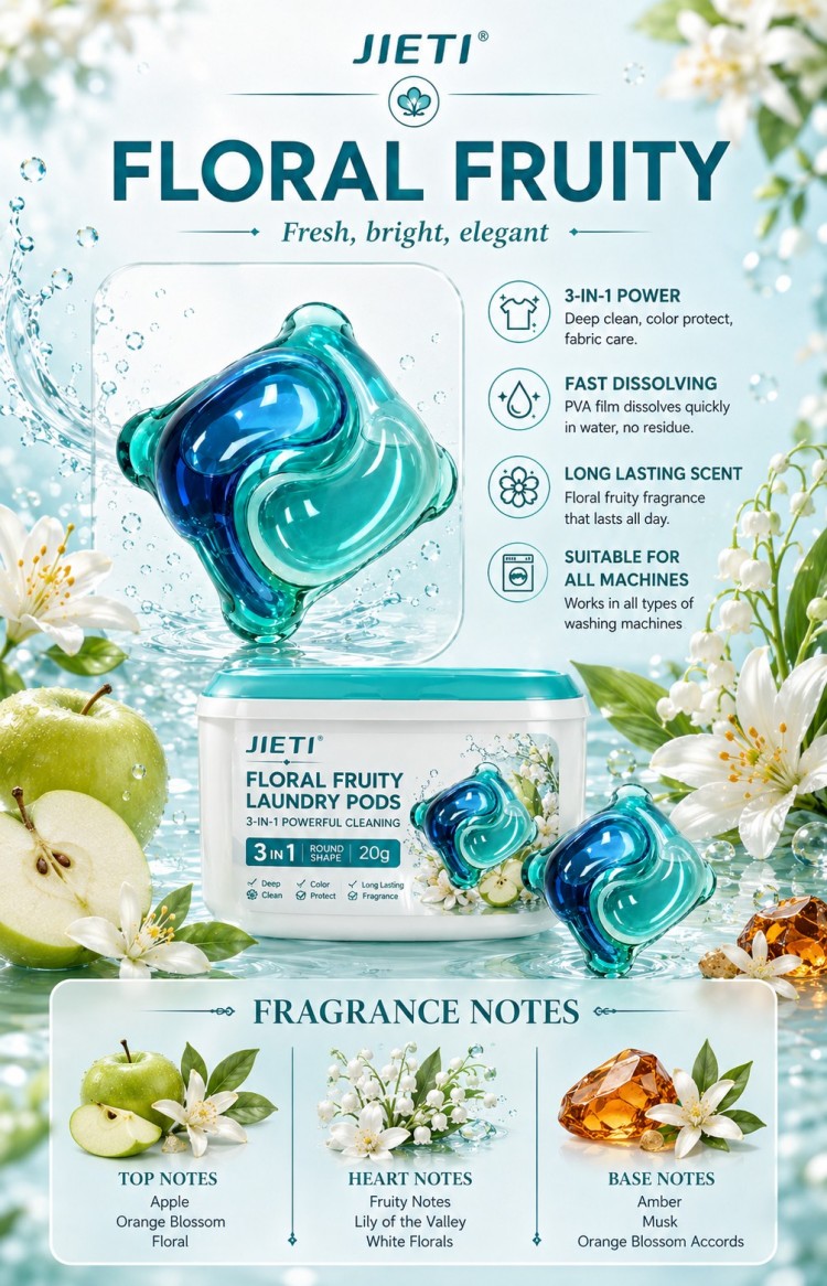 Капсулы для стирки JIETI Floral Fruity 20 г, трехкамерные 952 (1)