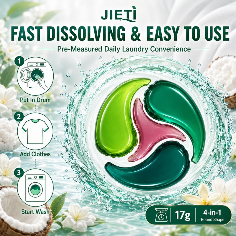 Новые капсулы для стирки JIETI Coconut Cream 4-в-1