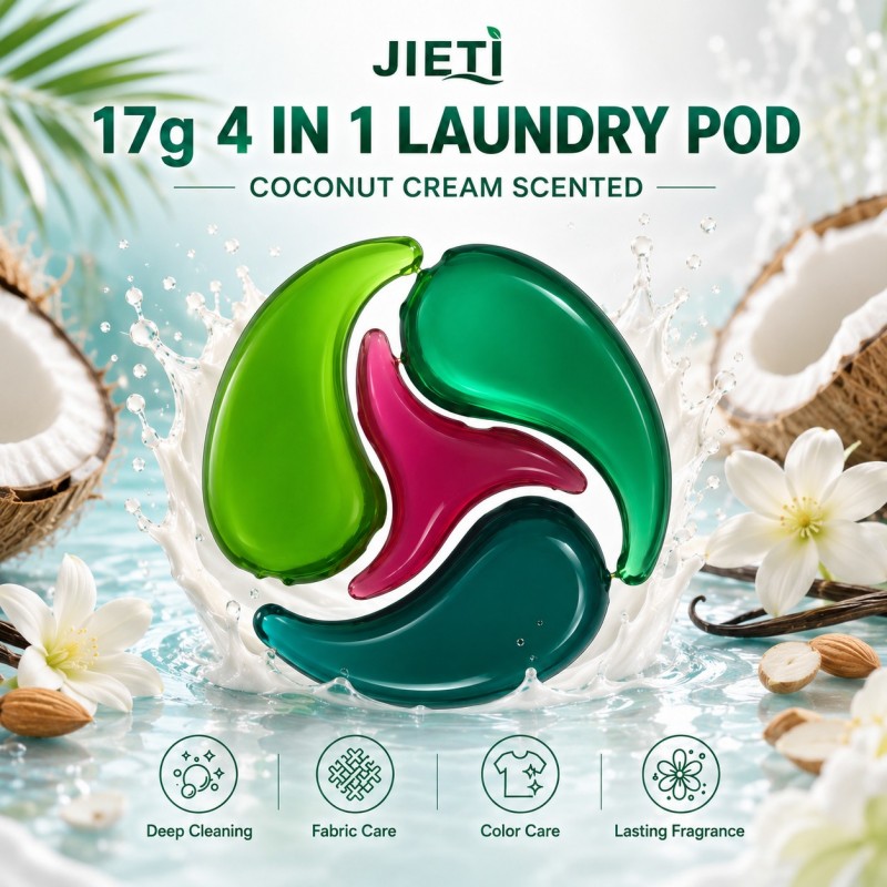Новые капсулы для стирки JIETI Coconut Cream 4-в-1