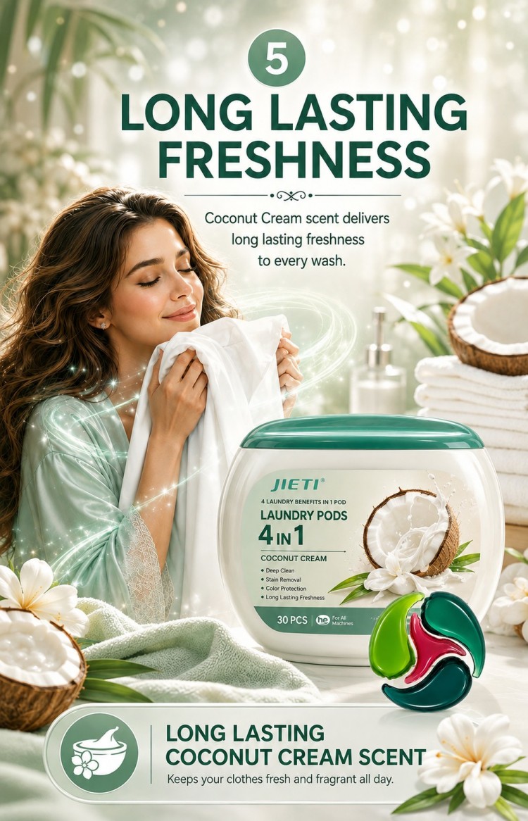 Новые капсулы для стирки JIETI Coconut Cream 4-в-1 952 (10)