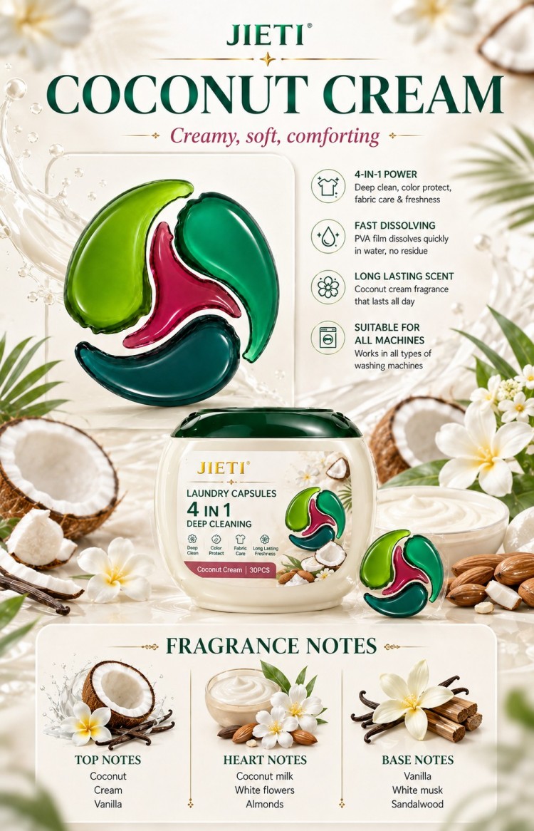 Новые капсулы для стирки JIETI Coconut Cream 4-в-1 952 (4)