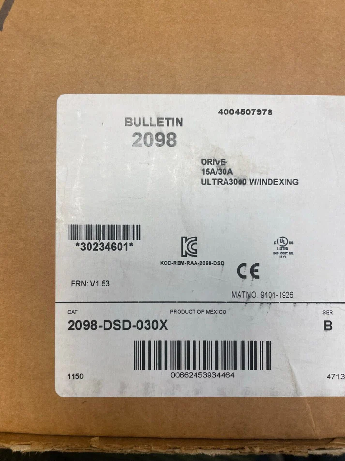 Новый Allen Bradley 2098-DSD-030X БЮЛЛЕТЕНЬ 2098 SERCOS DRIVE 15A/30A ULTRA 3000 W/INDEXING На складе