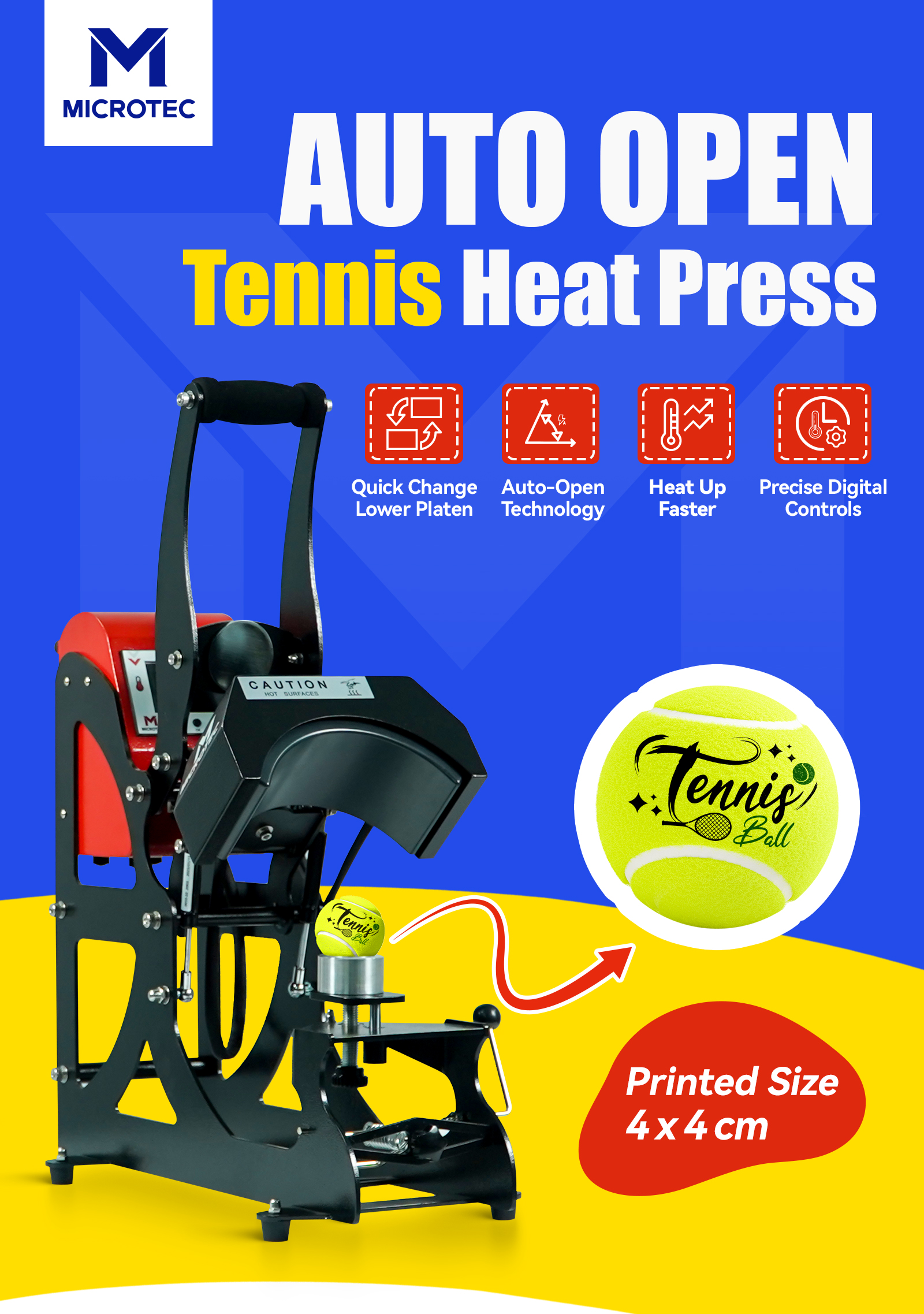 Термопресс для теннисных мячей Microtec BP-10A — новый тренд в персонализации спортивных подарков