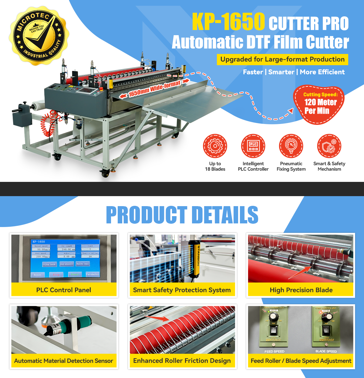 KP-1650 — Широкоформатный резак для DTF-плёнки: больше точности и производительности до 1650 мм