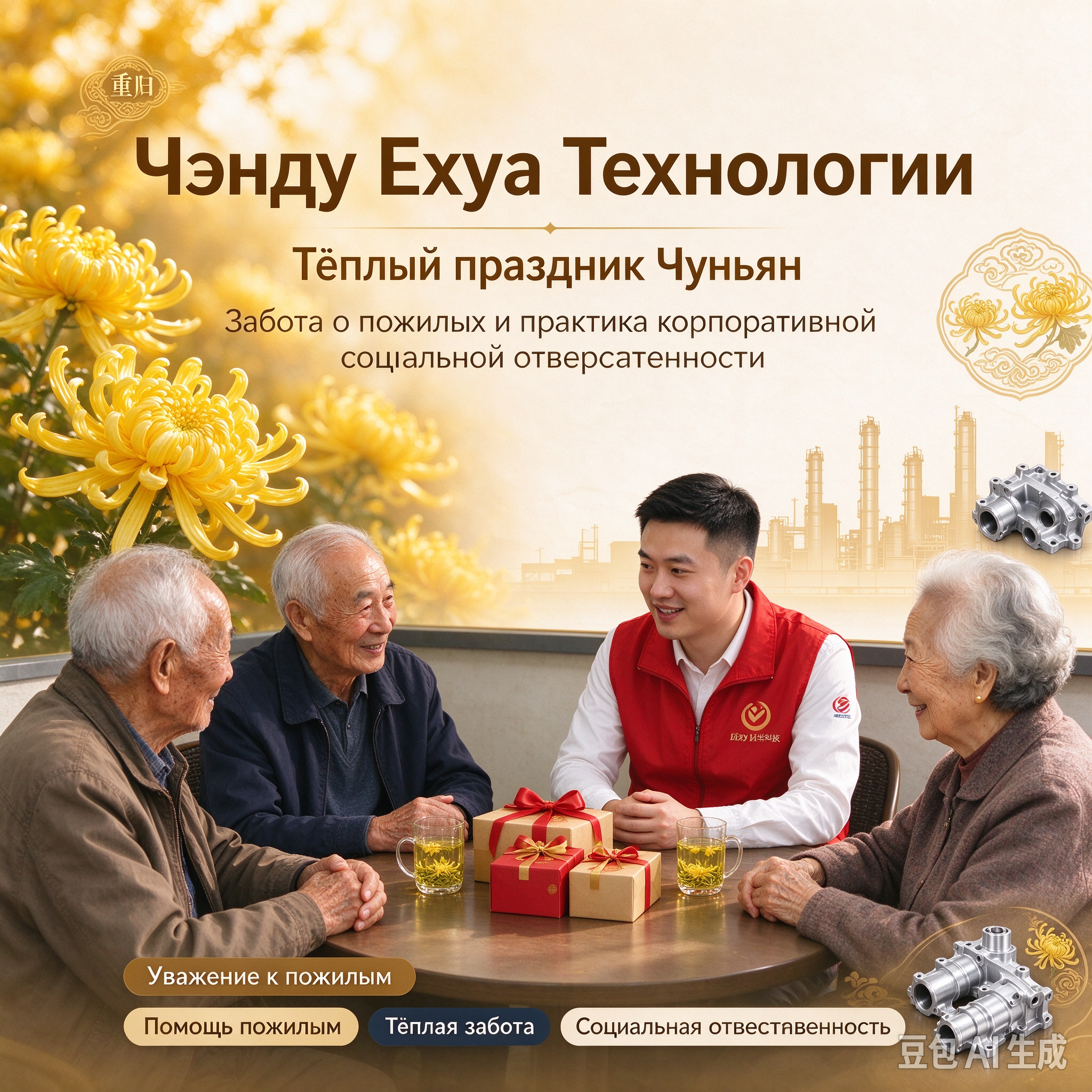 Девятый день девятого месяца согревает сердца, компания Chengdu Yewah Technology проводит мероприятия по заботе о пожилых, выполняя социальную ответственность бизнеса