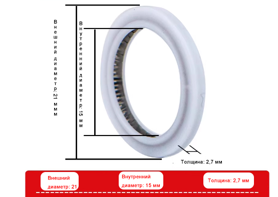 Уплотнительное кольцо для ручного лазерного оборудования (очистка/сварка) 15x21x2.7 мм