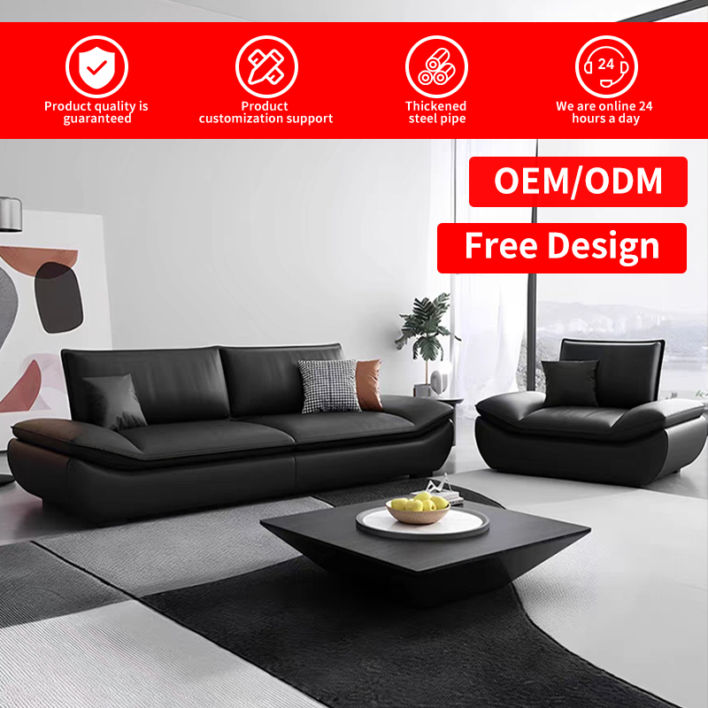 деловой диван,Черный кожаный офисный диван, диван для деловых встреч и переговоров