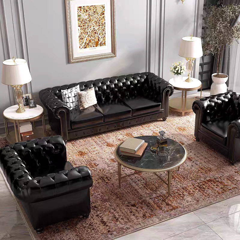 Китай кожаный диван,Высококлассный офисный диван из натуральной кожи, диван для переговоров и совещаний, роскошный диван для приема в стиле ретро для руководителейзавод Поставщик - ООО компания Гуанчжоу Мэйи Мебель