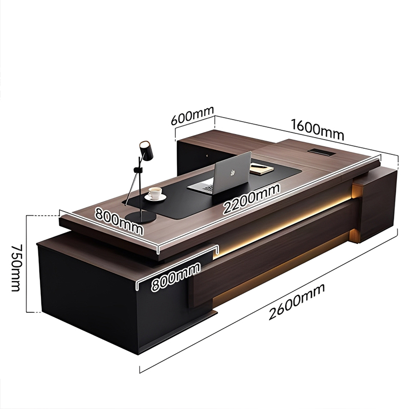 Китай самый луЧший стол босса завод，Современный, сдержанный, роскошный стол руководителя Г-образной формы, офисный стол менеджера/генерального директора, высококачественный многофункциональный офисный стол и комплект стульев со встроенной подсветкой.завод Поставщик - ООО компания Гуанчжоу Мэйи Мебель
