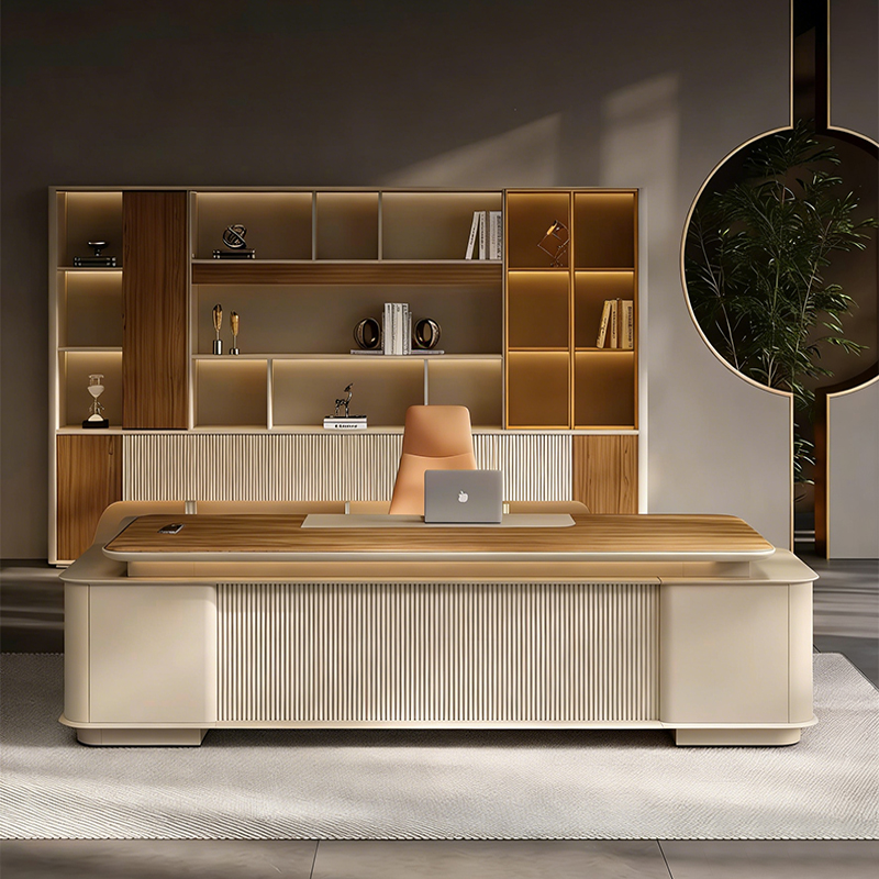 Элитный офисный стол руководителя с подсветкой из высокотемпературной эмали