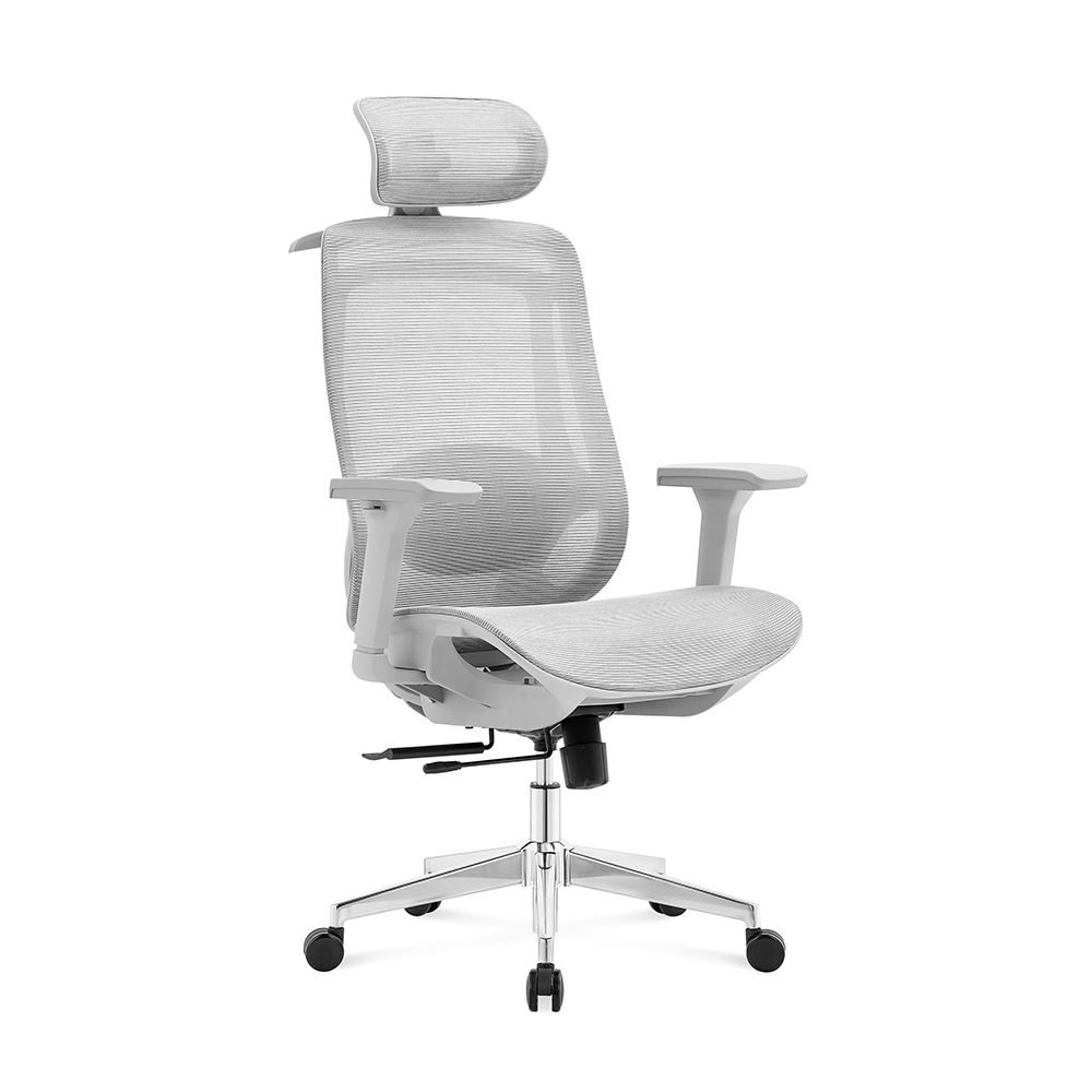 Эргономичное офисное кресло с сетчатой спинкой и алюминиевой базой
