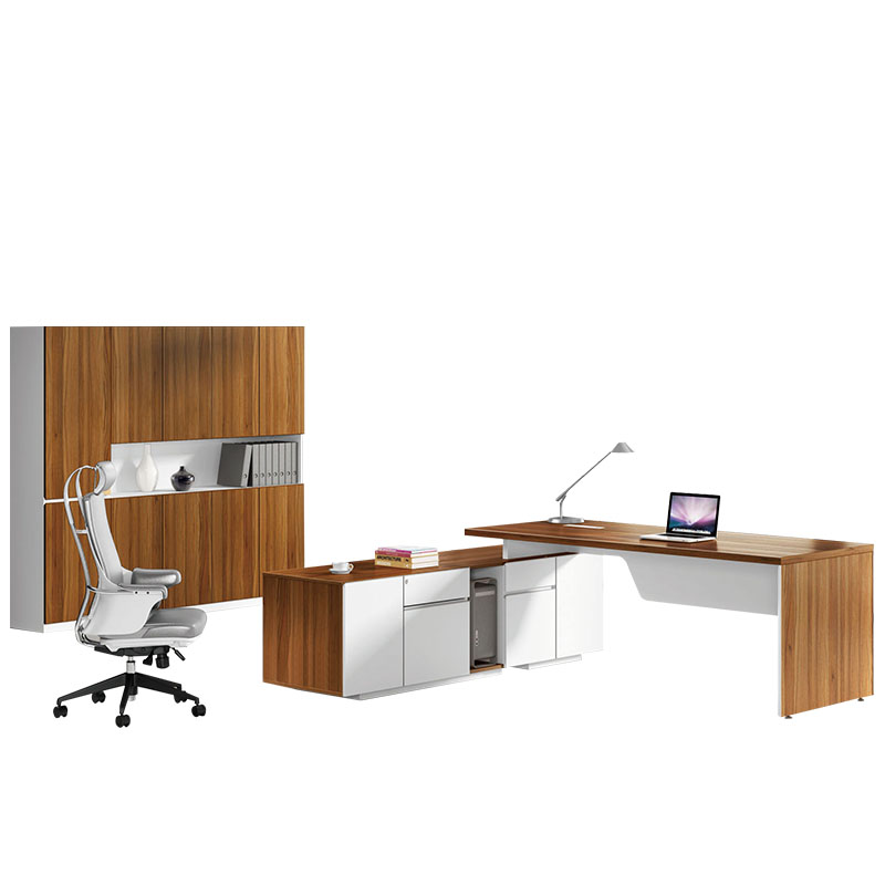 Китай Современный офисный стол и стул с текстурой дерева, минималистичный L-образный рабочий комплект для менеджеров и руководителей.завод Поставщик - ООО компания Гуанчжоу Мэйи Мебель