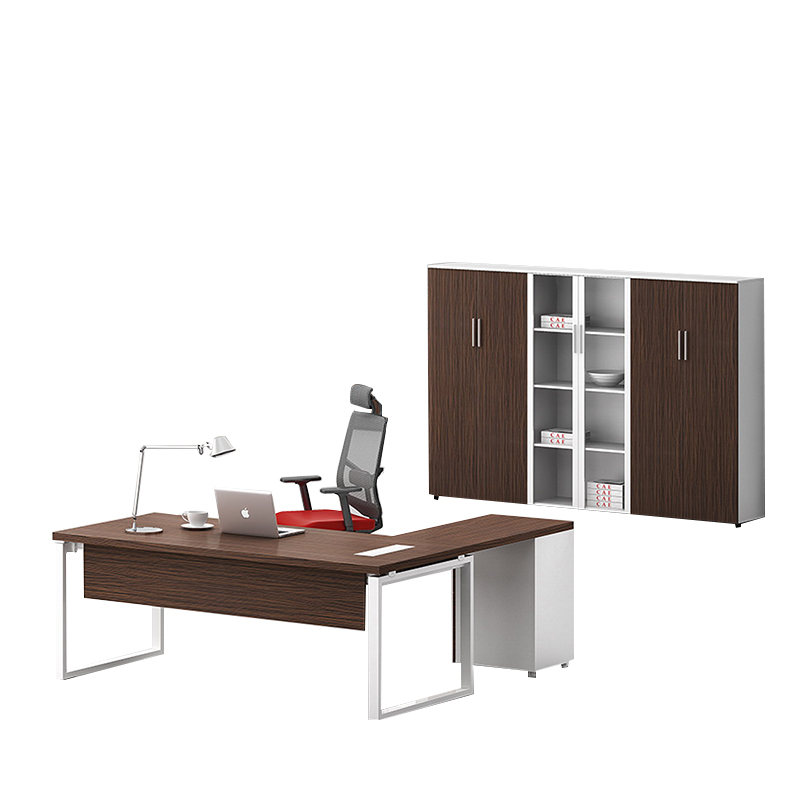 L-образный офисный стол с шкафом для документов
