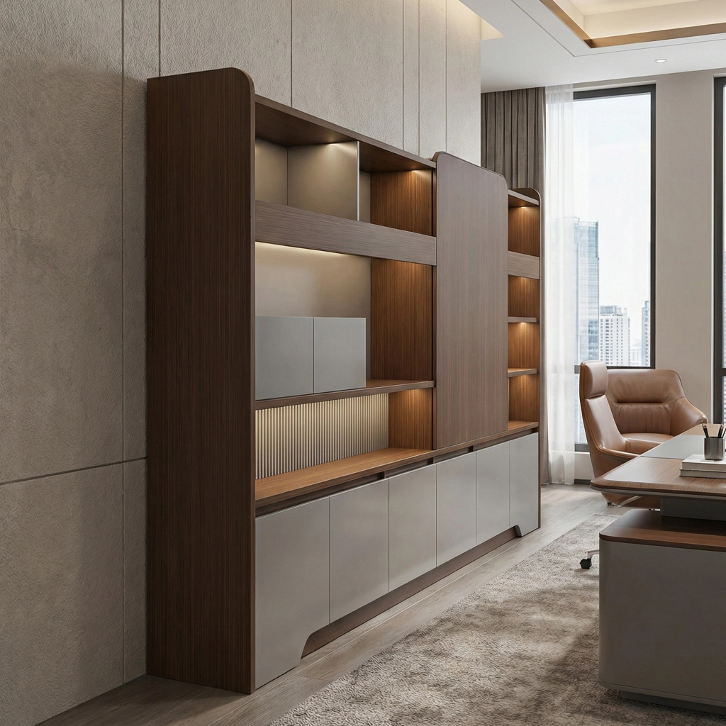 Китай Элитные, стильные и современные модульные деревянные шкафы для документов — офисная мебель, которая сейчас стремительно раскупаетсязавод Поставщик - ООО компания Гуанчжоу Мэйи Мебель