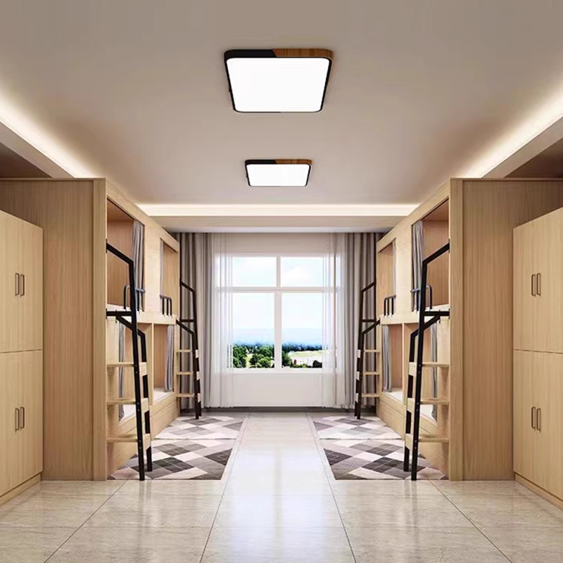 Китай Современная двухъярусная кровать из многослойной фанеры — Компактное спальное место для общежитий и отелейзавод Поставщик - ООО компания Гуанчжоу Мэйи Мебель