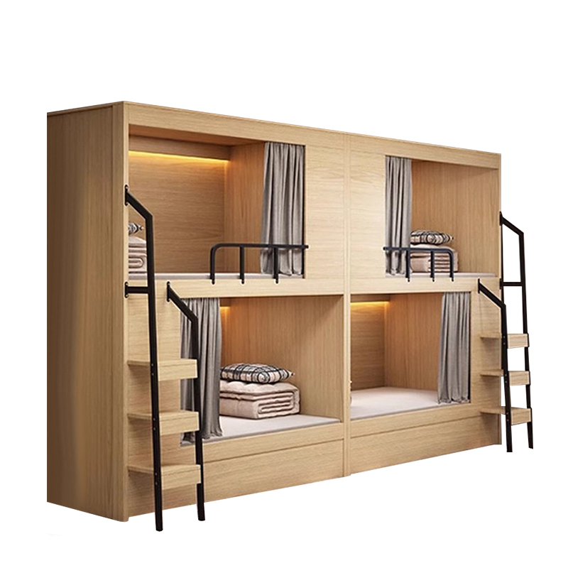 Китай Современная двухъярусная кровать из многослойной фанеры — Компактное спальное место для общежитий и отелейзавод Поставщик - ООО компания Гуанчжоу Мэйи Мебель