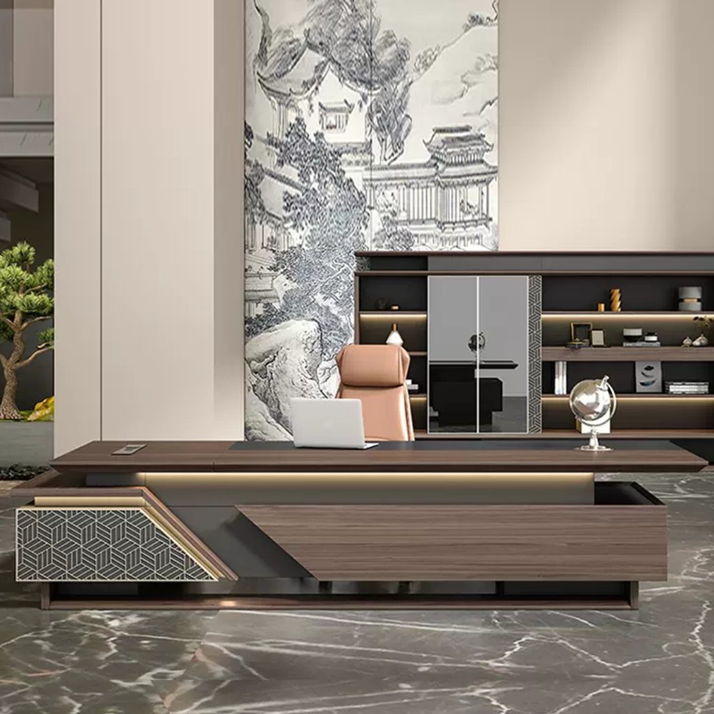 Китай Новый легкий и роскошный офисный стол в китайском стиле для руководителя | Комплект из стола и стула.завод Поставщик - ООО компания Гуанчжоу Мэйи Мебель