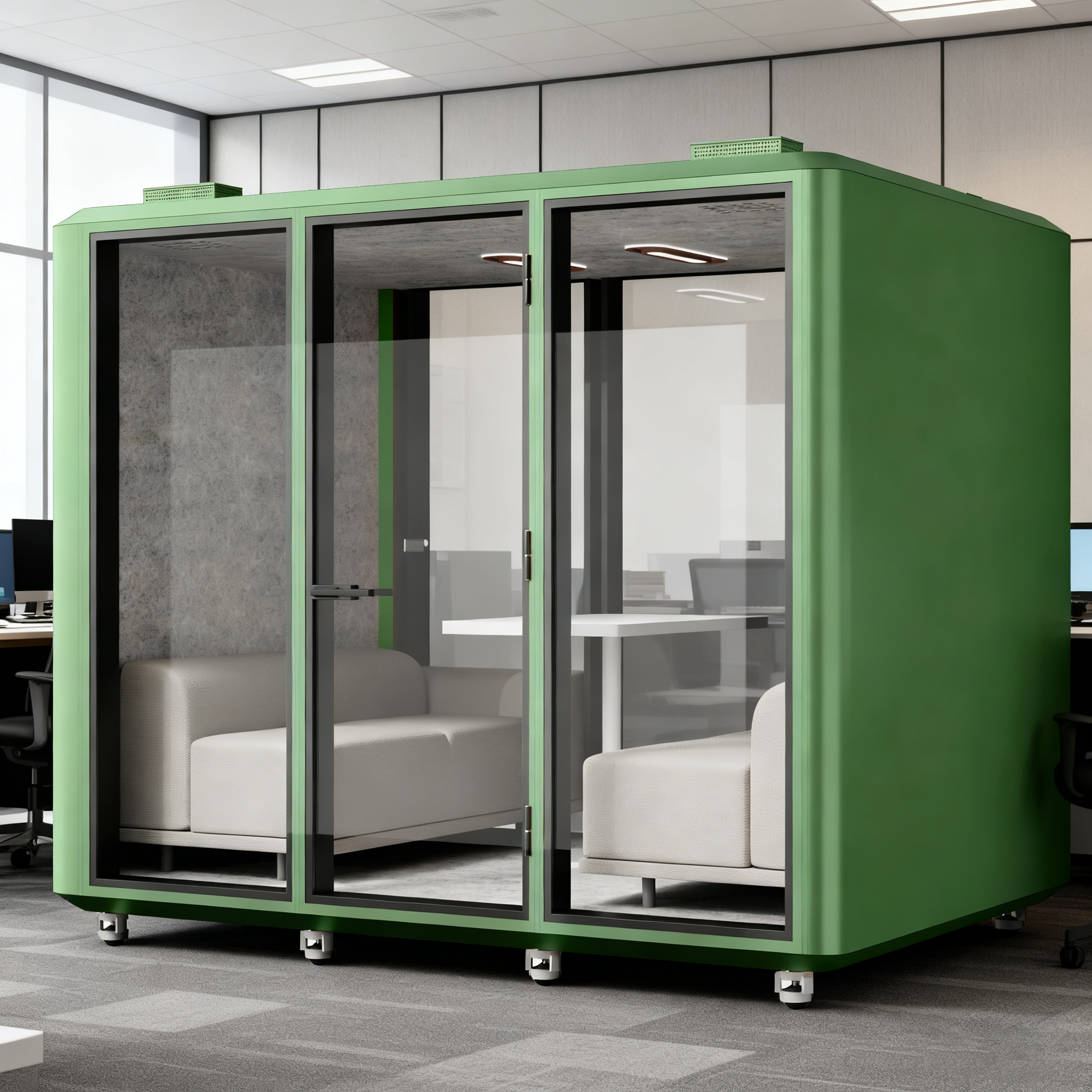 Бесшумный шкаф 4-местный — мобильная переговорная капсула с отличной звукоизоляцией