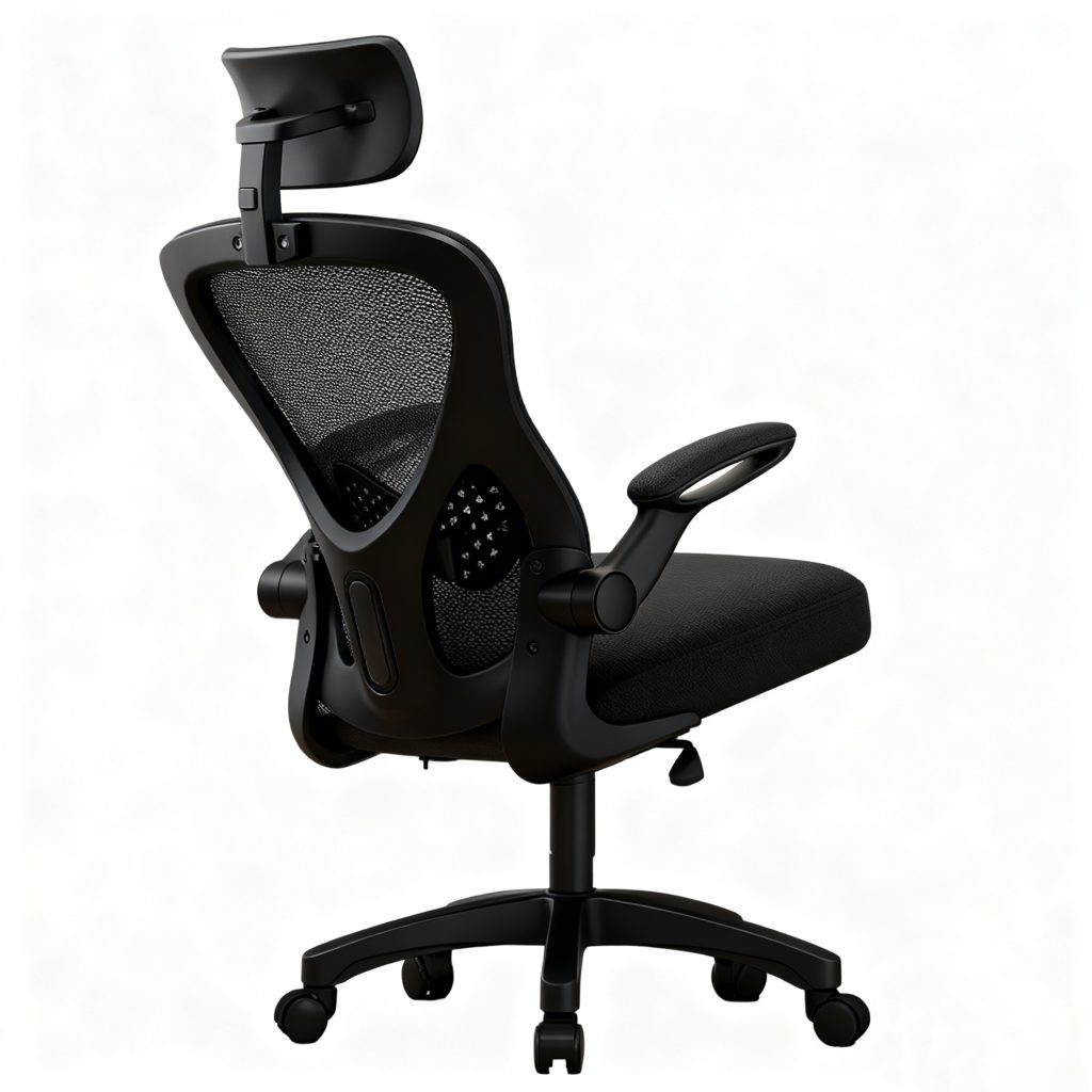 Китай Эргономический офисный стул с сетчатой спинкой и подушкой для шеи — регулируемый компьютерный стул с поддержкой поясницы и ручкамизавод Поставщик - ООО компания Гуанчжоу Мэйи Мебель