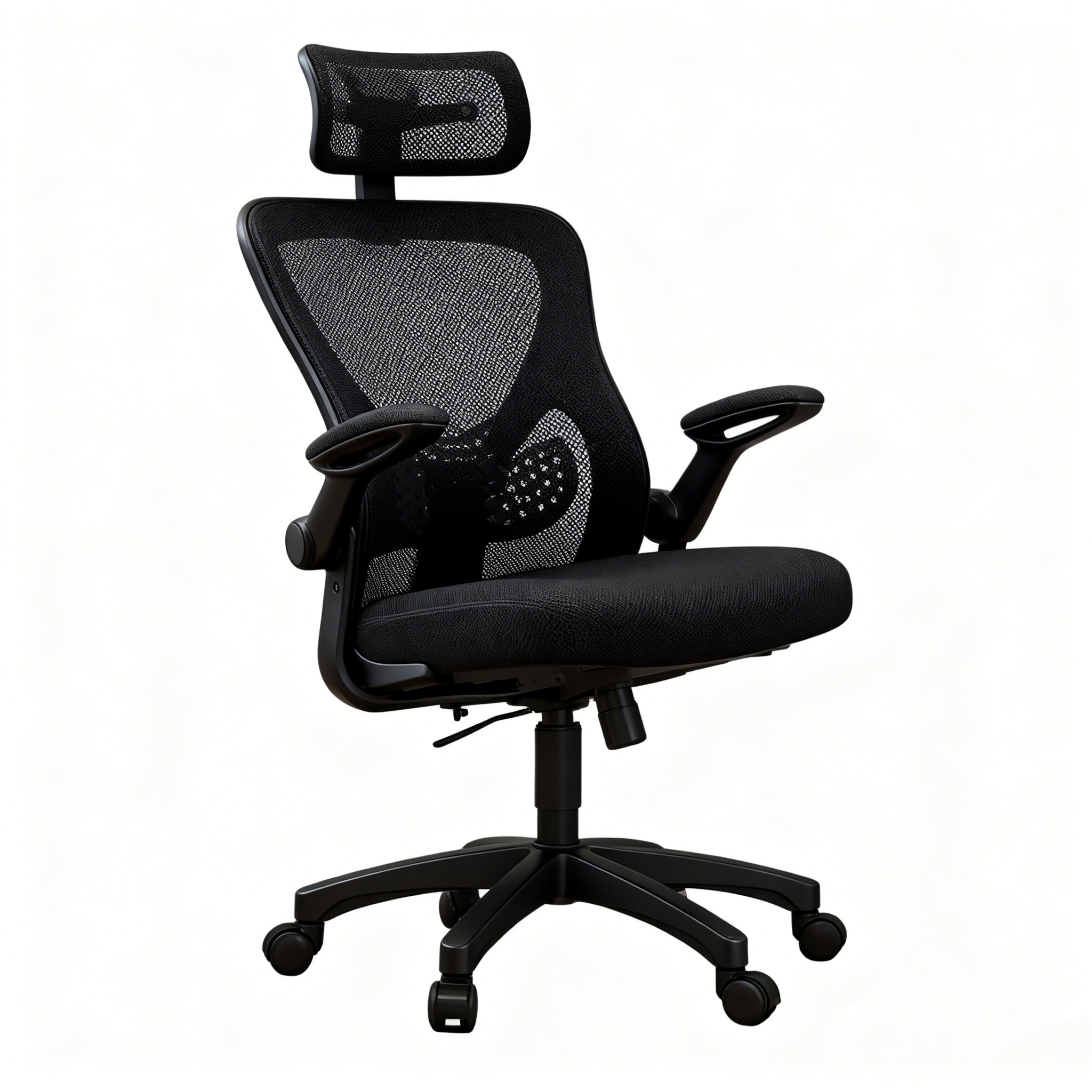 Эргономический офисный стул с сетчатой спинкой и подушкой для шеи — регулируемый компьютерный стул с поддержкой поясницы и ручками