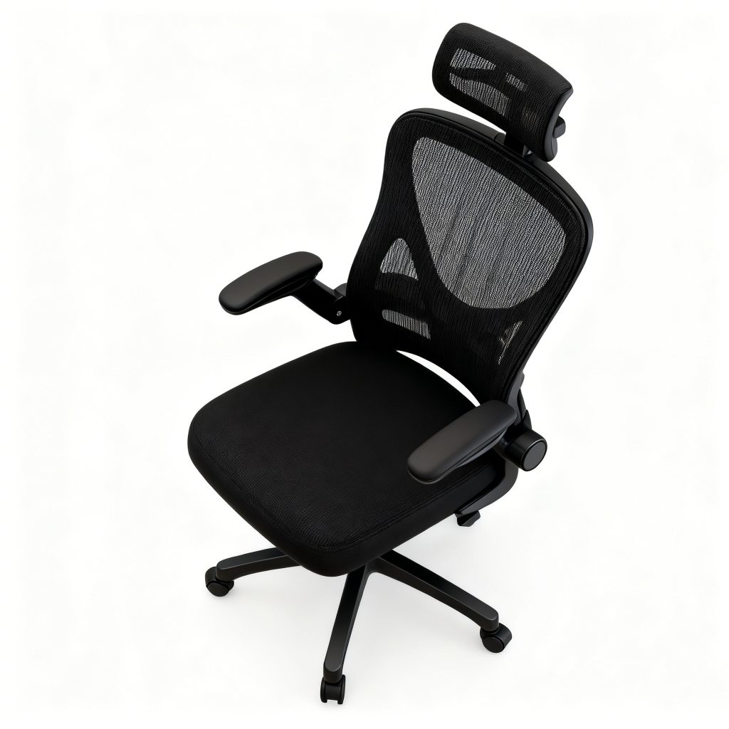 Китай Эргономический офисный стул с сетчатой спинкой и подушкой для шеи — регулируемый компьютерный стул с поддержкой поясницы и ручкамизавод Поставщик - ООО компания Гуанчжоу Мэйи Мебель
