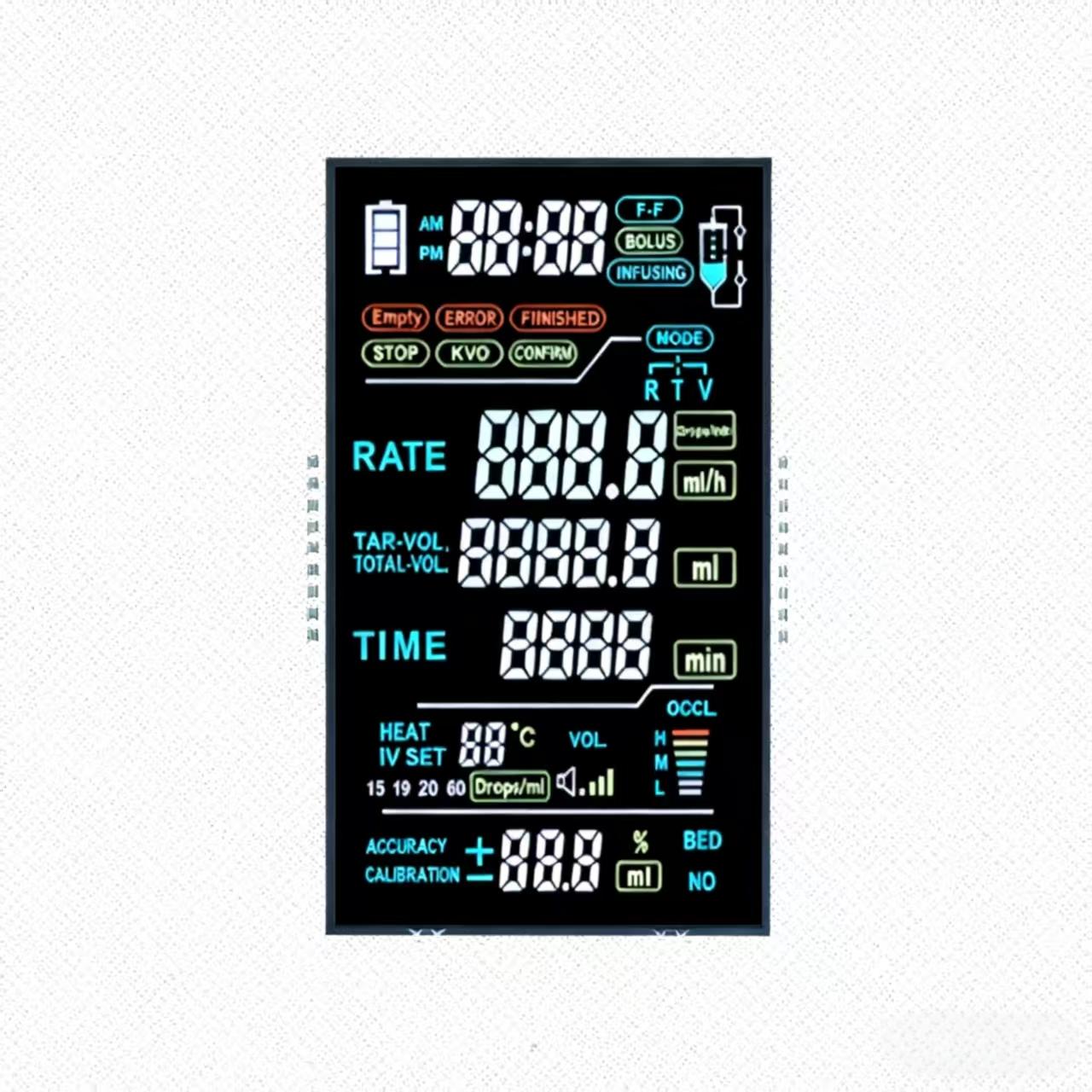 ЖК-дисплеи для медицинских электронных инфузионных насосов: Сементные ЖК-дисплеи / Расширенный температурный диапазон / Высокая контрастность / Широкоугольные ЖК-дисплеи / VA ЖК-дисплеи / STN ЖК-дисплеи / HTN ЖК-дисплеи / Малогабаритные ЖК-дисплеи / Шелкографские ЖК-дисплеи / ЖК-дисплеи с цветными фильтрами