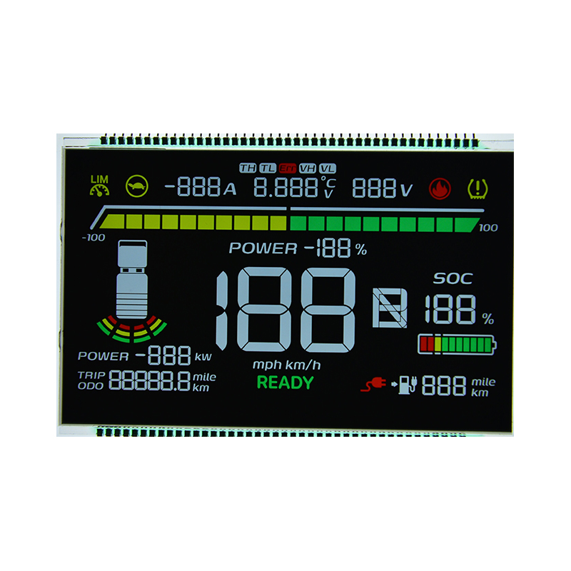 ЖК-дисплей для мотоциклов и автомобилей LCD TN/HTN сегментный дисплей автомобильного класса, высокий контраст, сверхширокий температурный диапазон, цветная шелкография, кастомизация