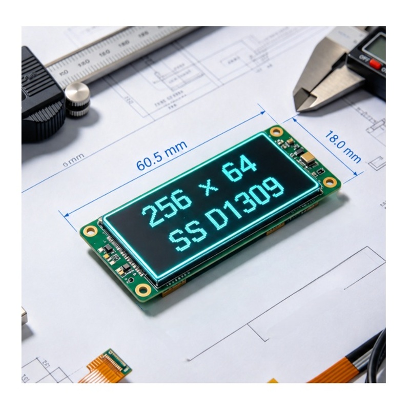 2,08-дюймовый OLED-дисплей 256×64 | Монохромный | Интерфейс SPI | Широкий температурный диапазон | EDOL208-25664J-H24