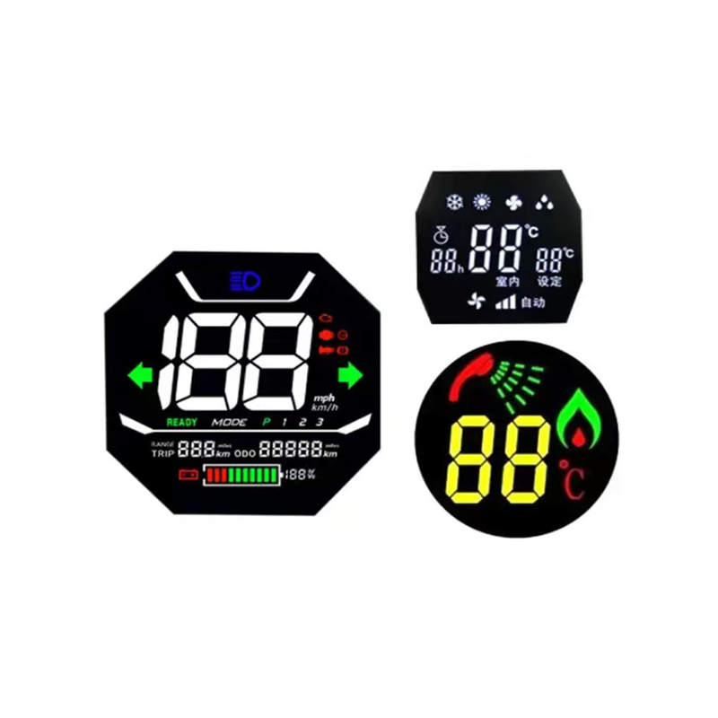 ЖК-дисплеи нестандартной формы / Сегментные ЖК-дисплеи круглой формы / Многоцветные ЖК-дисплеи с трафаретной печатью / ЖК-дисплеи со сложной геометрией