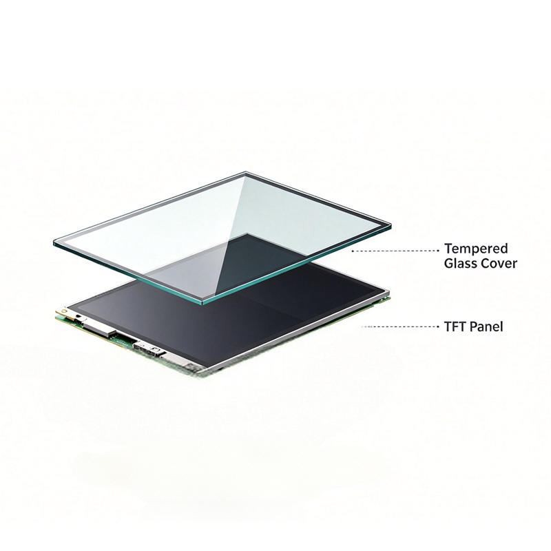 7-дюймовый TFT LCD-дисплей 800×480 с расширенным температурным диапазоном | RGB | Закалённое защитное стекло | EDT070LSANX-568