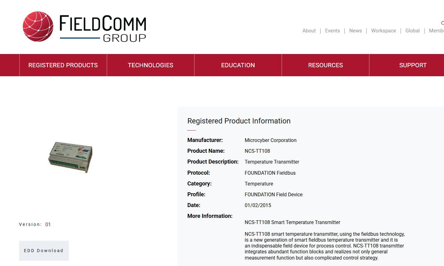 Посмотреть официальный сертификат регистрации FieldComm Group