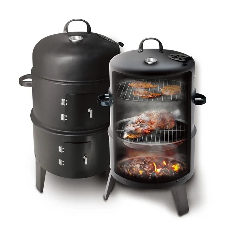 Коптильная печь BBQ 16 дюймов печь для барбекю три в одном уголь круглый барбекю вертикальная печь с вентиляцией наружная кухня кемпинг