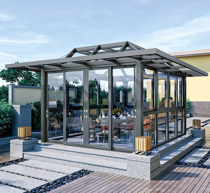 Алюминиевая садовая крытая веранда алюминиевый консерваторий Русский алюминиевый сад