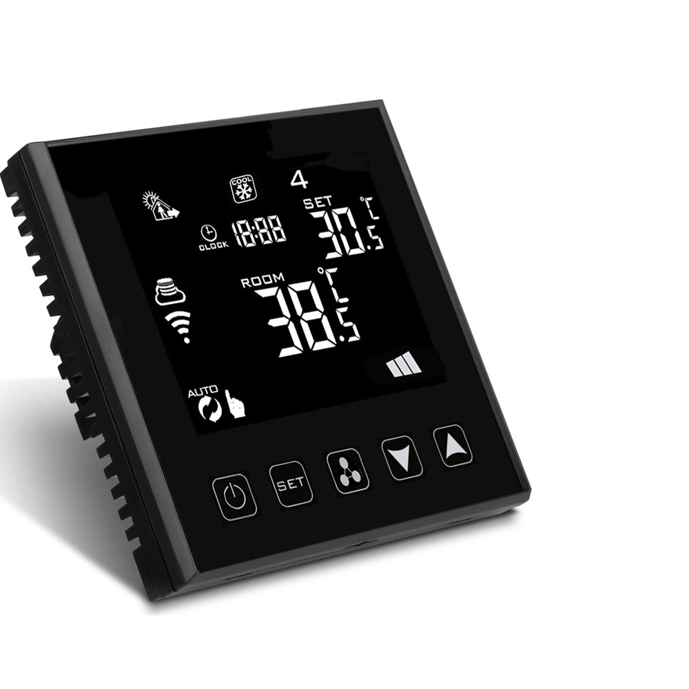 Стильный термостат с зеркальным стеклом, Modbus, 2-трубный, для автоматизации зданий