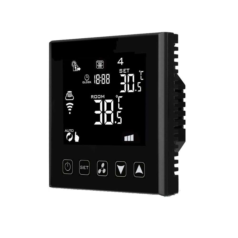 Стильный термостат с зеркальным стеклом, Modbus, 2-трубный, для автоматизации зданий