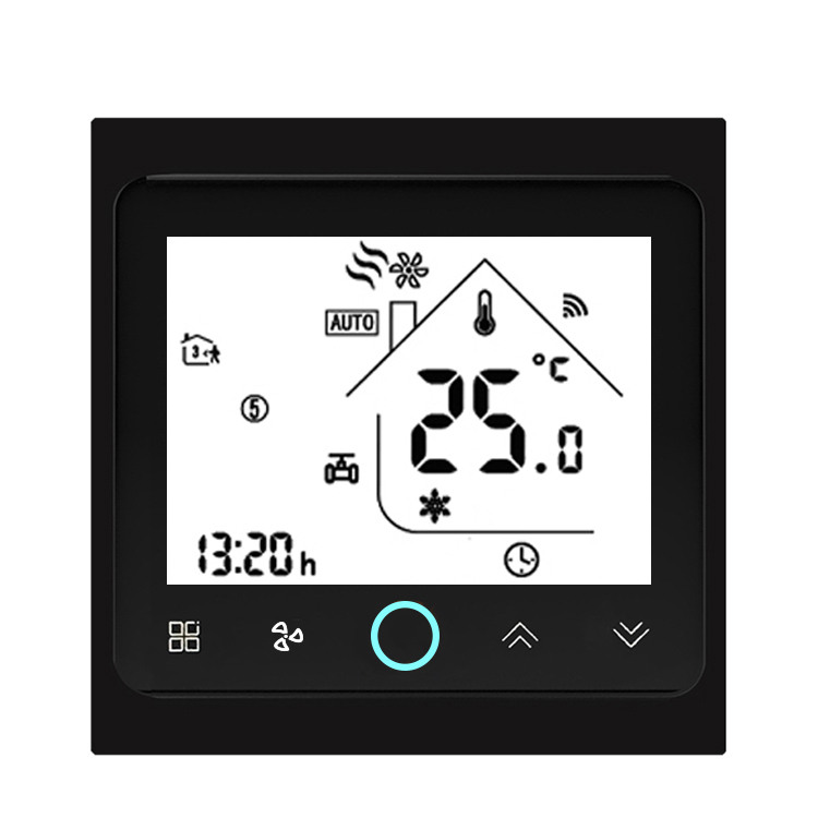 Термостат для фанкойлов HVAC, 2-трубный / 4-трубный, с Modbus и сенсорным дисплеем