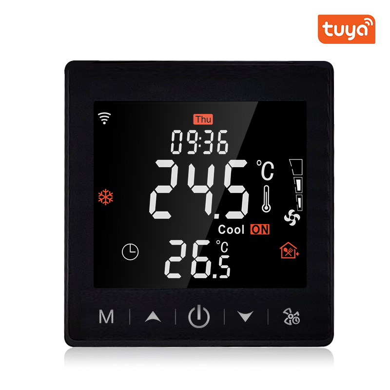 Умный термостат Tuya WiFi с поддержкой 2/4 труб, картой-ключом, Modbus, Smart Life, для систем HVAC и домашнего кондиционирования