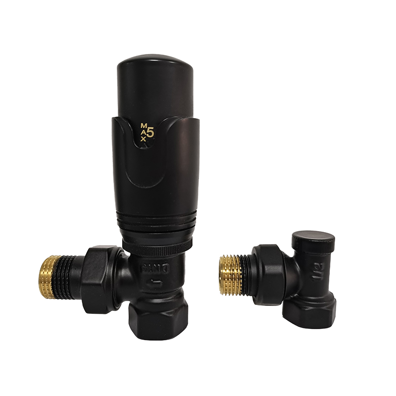 BYL-063  Оптовые черные латунные комплекты термостатических радиаторных клапанов (TRV) для тёплого пола