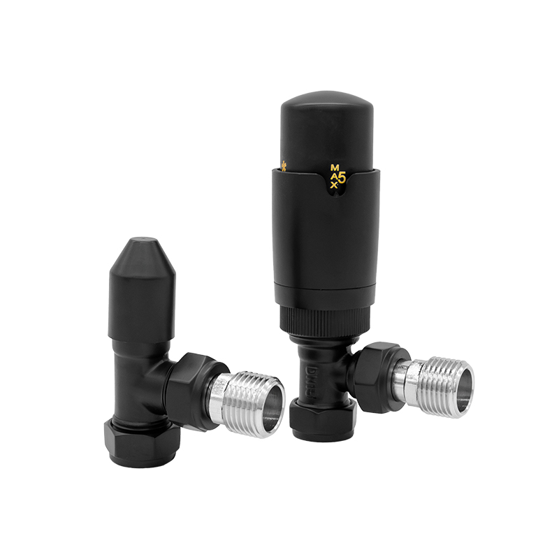 BYL-074  Оптовые черные латунные комплекты TRV для тёплого пола