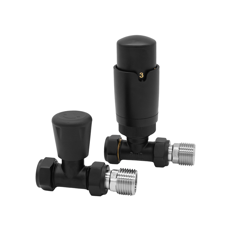 BYL-077  Черный латунный комплект термостатических клапанов для тёплого пола