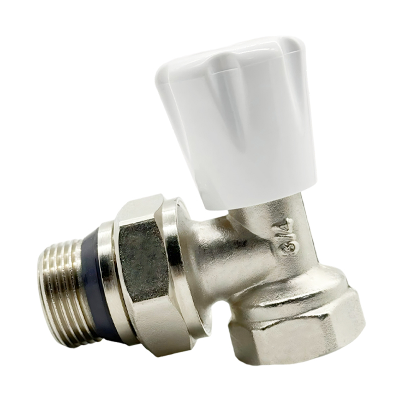 L3004TE080NZZ  Латунный никелированный угловой самозакрывающийся радиаторный клапан DN20 G3/4