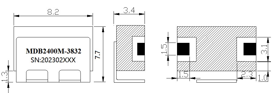 Все неназначенные допуски составляют ±0.2 мм.
