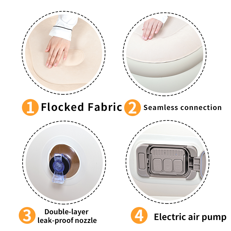 Надувная кровать с велюровым покрытием