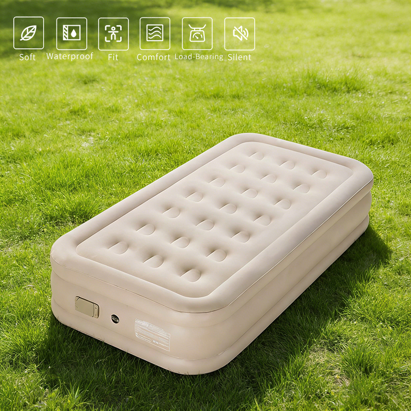 Надувная кровать с велюровым покрытием