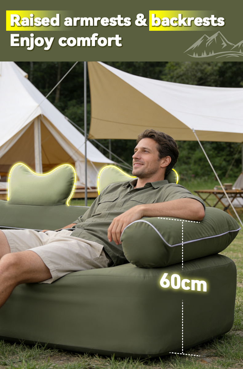 Надувной диван из оксфордской ткани (со светодиодной лентой)