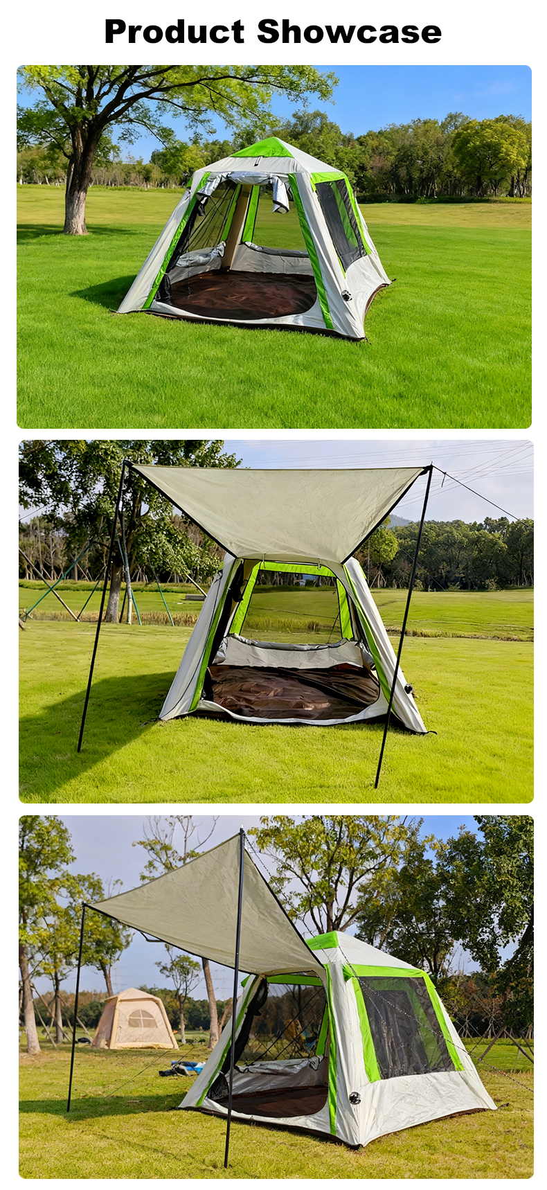 4-метровая палатка бежево-зеленого цвета из оксфордской ткани