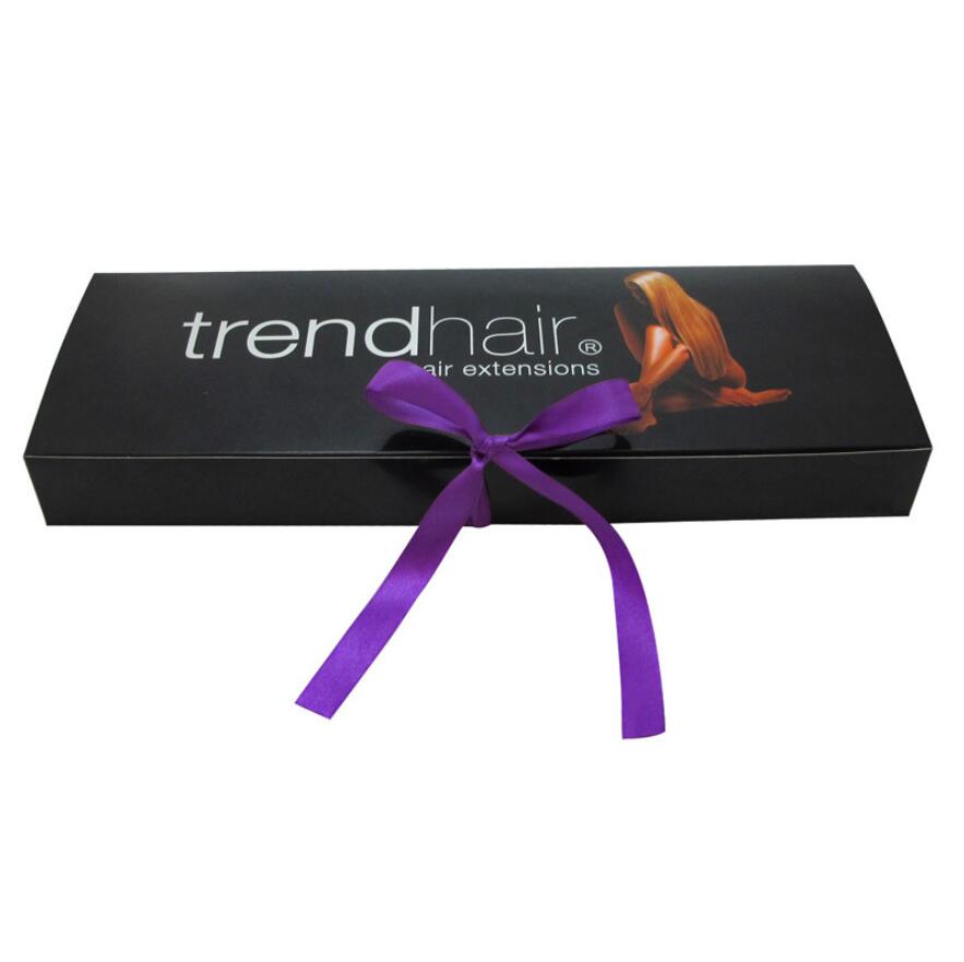 Free Design Custom Paper Hair Extension Packaging Box Printing Wig Hair Extension Boxes with Ribbon
