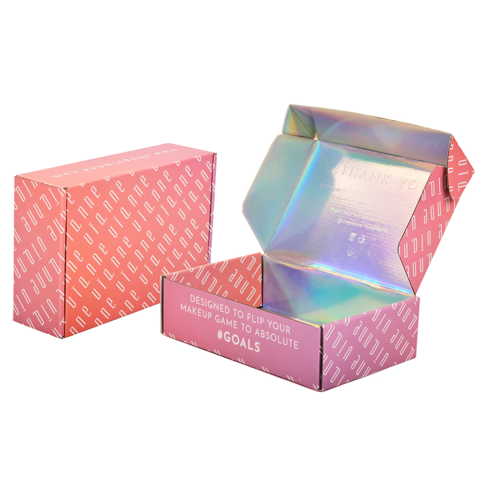 Упаковка из голографического гофрированного картона с индивидуальной печатью, роскошная складная коробка для обуви, почтовая упаковка.